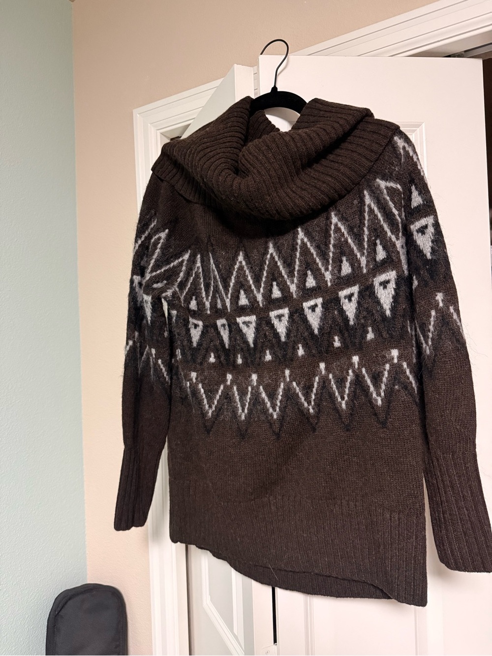 Banana Republic Brown and White Cowl Neck Fair Isle Sweater
